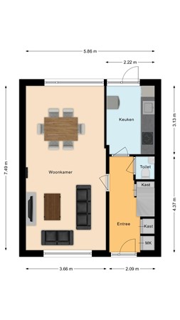 Plattegrond - Van den Houtstraat 3, 4921 EW Made - Begane grond.jpg